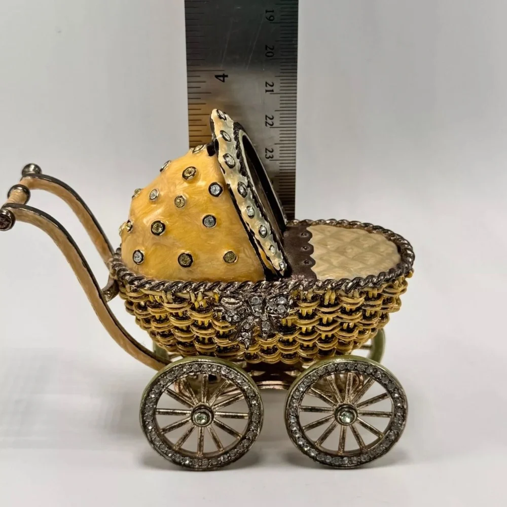 Rare VTG‎ Jay Strongwater  “Heidi” Pram Baby Carriage Picture Frame w/ Swarovski